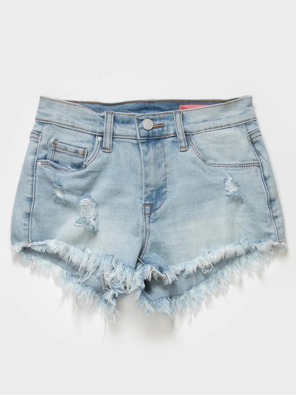 Light Blue Distressed Denim Shorts - Girls